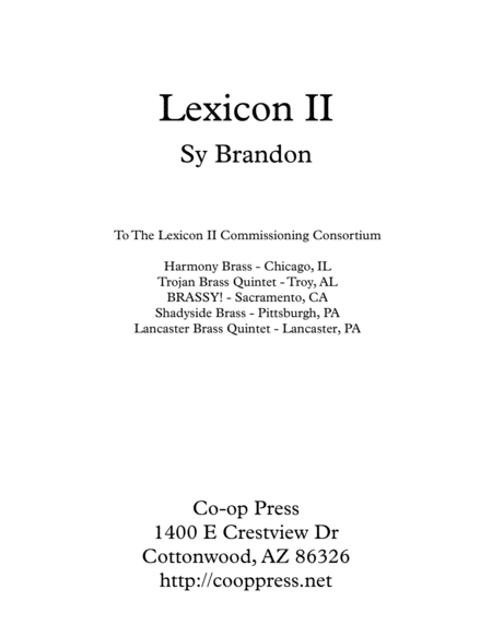 Free Sheet Music Lexicon Ii For Brass Quintet