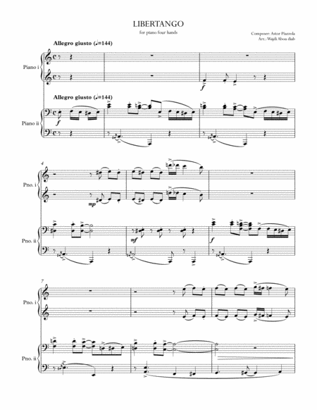 Libertango 2 Pianos Sheet Music