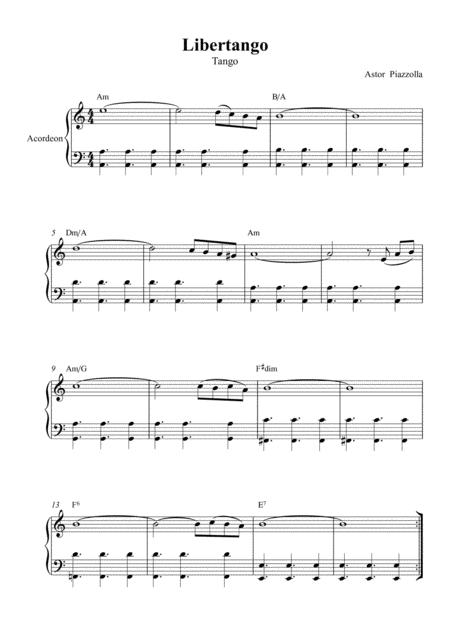 Free Sheet Music Libertango Astor Piazzolla Sheet Music For Accordion