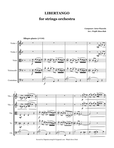 Free Sheet Music Libertango Strings Orchestra