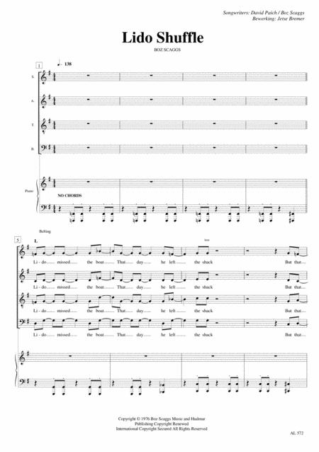 Free Sheet Music Lido Shuffle Satb Piano