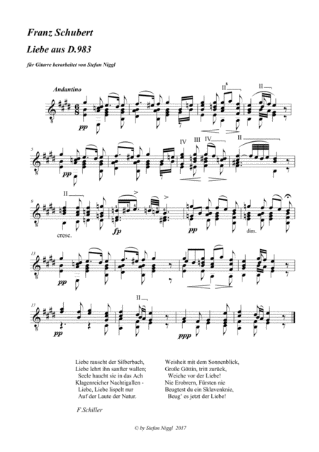 Liebe From D 983 For Guitar Solo Sheet Music