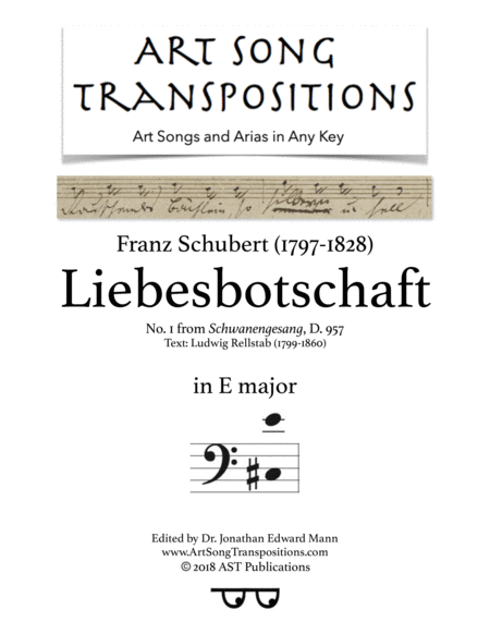 Liebesbotschaft D 957 E Major Bass Clef Sheet Music