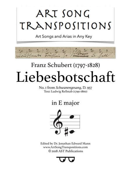 Liebesbotschaft D 957 E Major Sheet Music