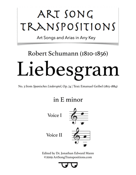 Liebesgram Op 74 No 3 E Minor Sheet Music