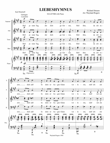 Liebeshymnus Hymn Of Love Sheet Music