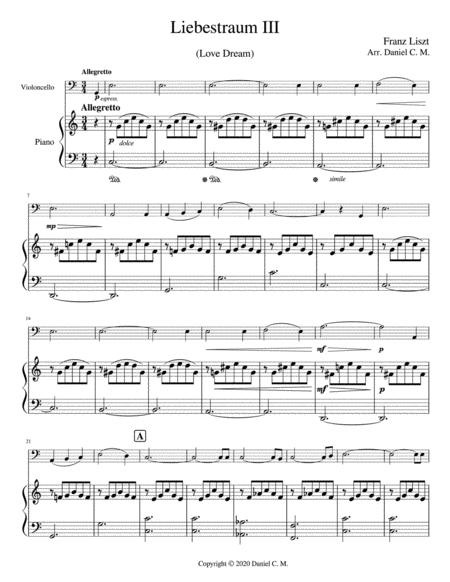 Liebestraum For Cello And Piano Easy Sheet Music