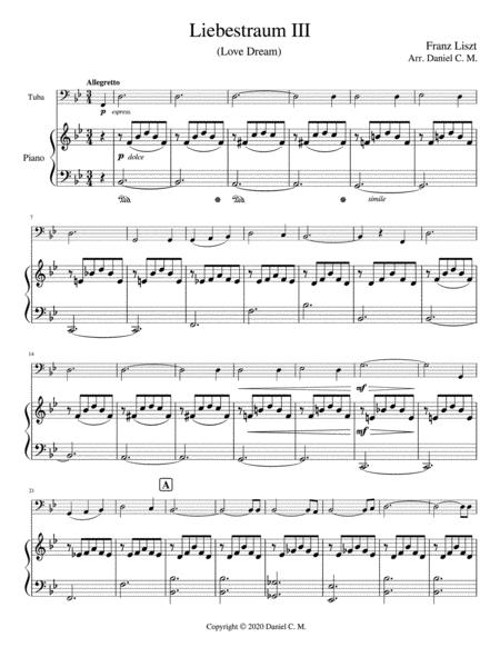 Liebestraum For Tuba And Piano Easy Sheet Music