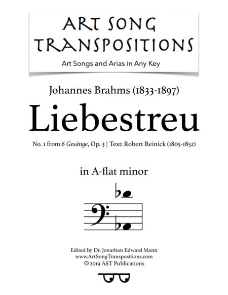 Free Sheet Music Liebestreu Op 3 No 1 A Flat Minor Bass Clef