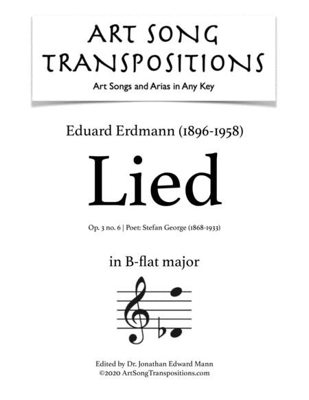 Lied Op 3 No 6 Transposed To B Flat Major Sheet Music