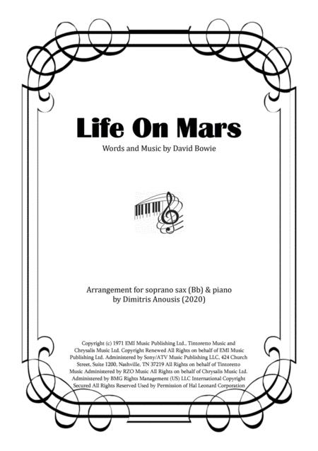 Life On Mars Soprano Sax Piano Arrangement Sheet Music