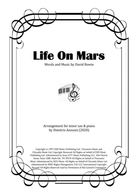 Free Sheet Music Life On Mars Tenor Sax Piano Arrangement