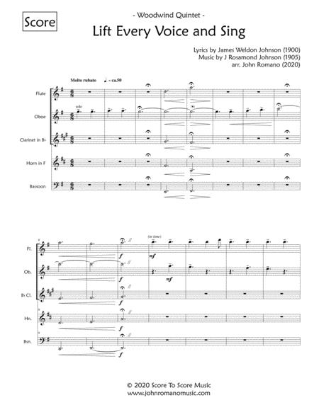 Lift Every Voice And Sing Woodwind Quintet Sheet Music