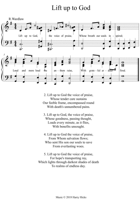 Free Sheet Music Lift Up To God The Voice Of Praise A New Tune To This Wonderful Hymn