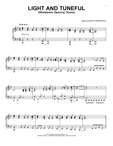 Light And Tuneful Wimbledon Opening Theme Sheet Music