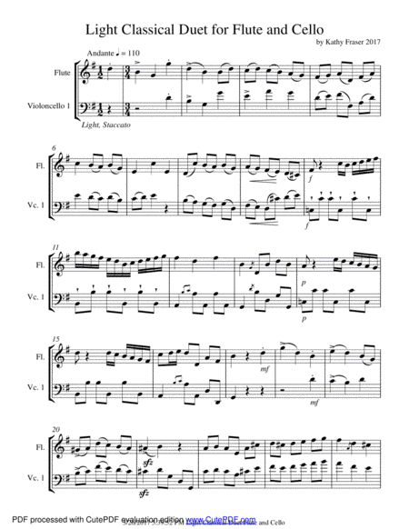 Free Sheet Music Light Classical Duet For Flute And Cello