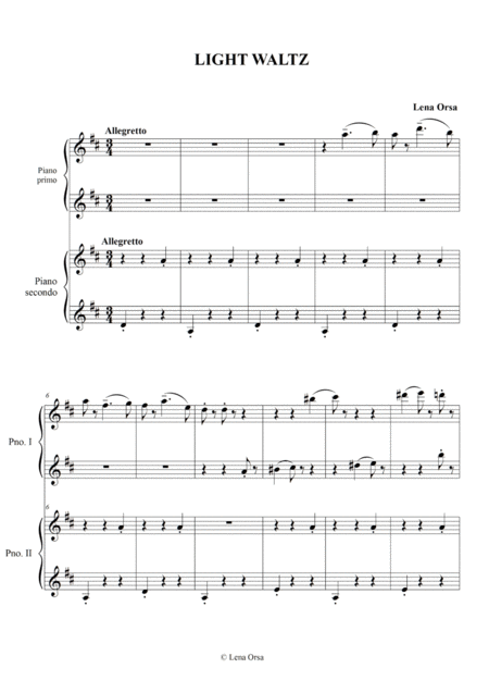 Light Waltz For Piano 4 Hands Sheet Music