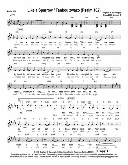 Like A Sparrow Worship Team Edition Sheet Music