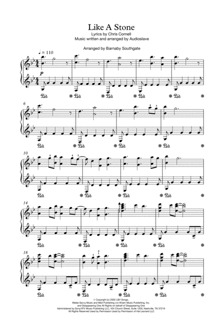 Like A Stone Piano Solo Sheet Music