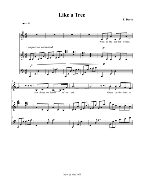 Free Sheet Music Like A Tree