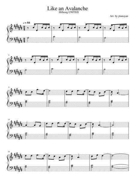 Like An Avalanche Piano Solo Sheet Music