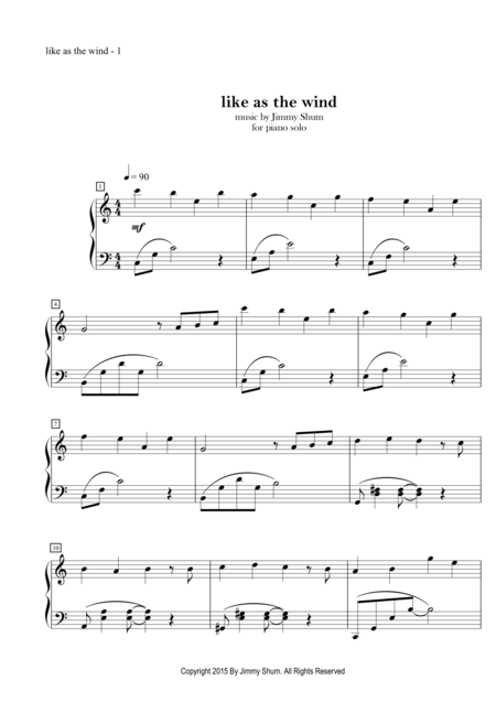 Like As The Wind Sheet Music