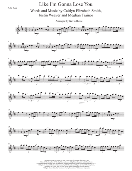 Like I M Gonna Lose You Alto Sax Sheet Music