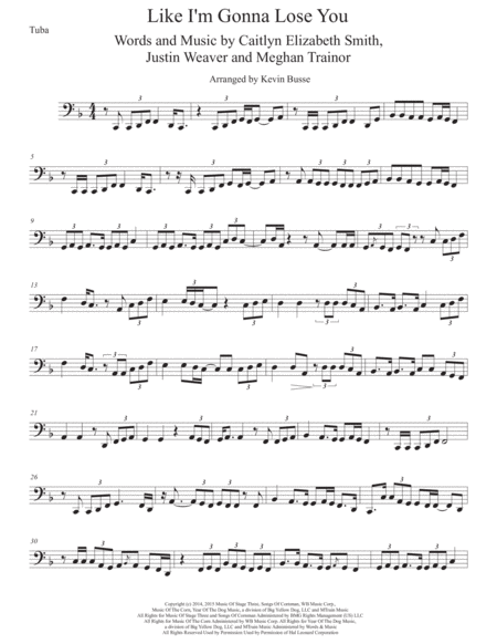 Free Sheet Music Like I M Gonna Lose You Tuba