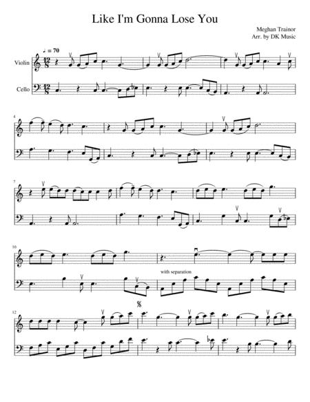 Like I M Gonna Lose You Violin Cello Duet Sheet Music