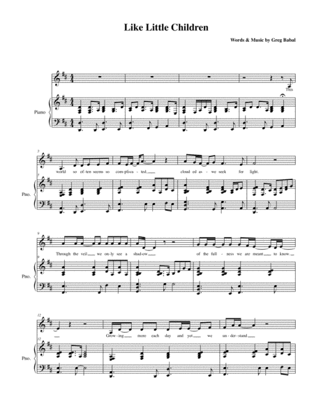 Like Little Children Sheet Music