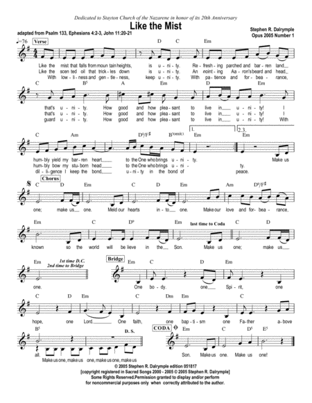 Like The Mist Sheet Music