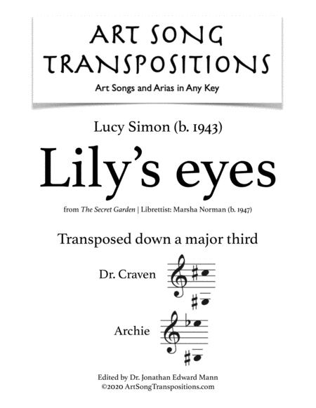 Free Sheet Music Lilys Eyes Transposed Down A Major Third