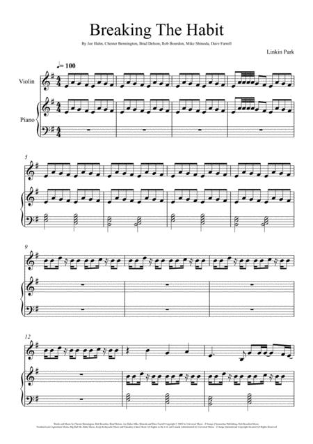 Free Sheet Music Linkin Park Breaking The Habit Violin Solo