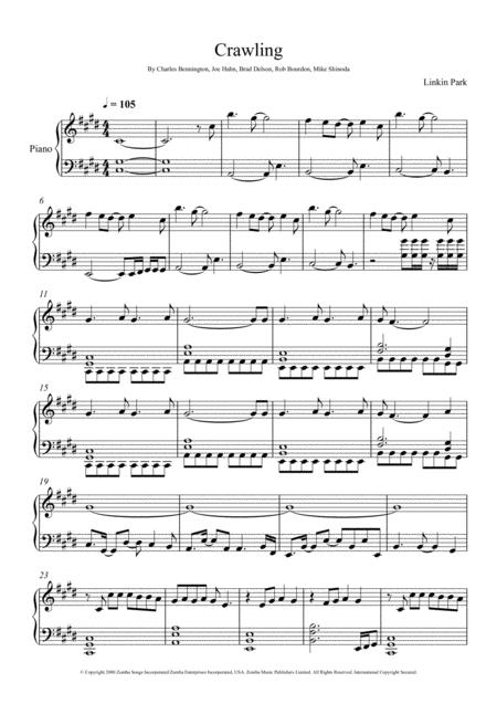 Linkin Park Crawling Piano Solo Sheet Music