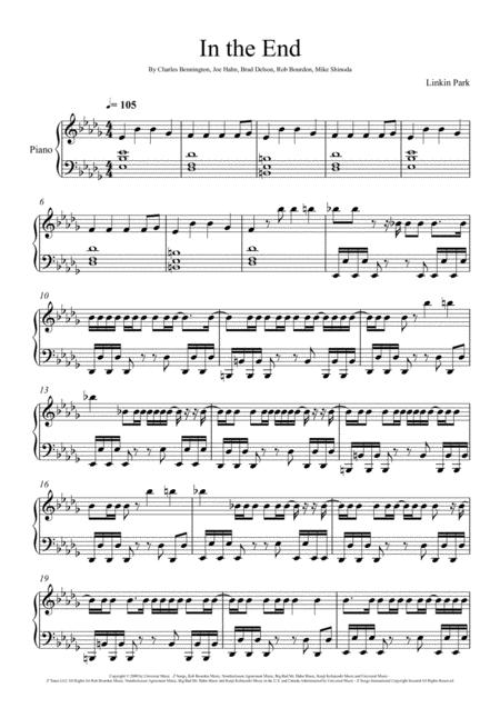 Linkin Park In The End Piano Solo Sheet Music