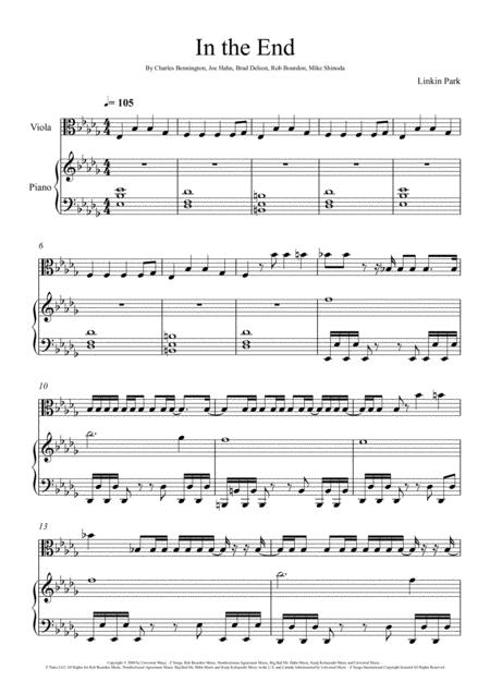 Linkin Park In The End Viola Solo Sheet Music