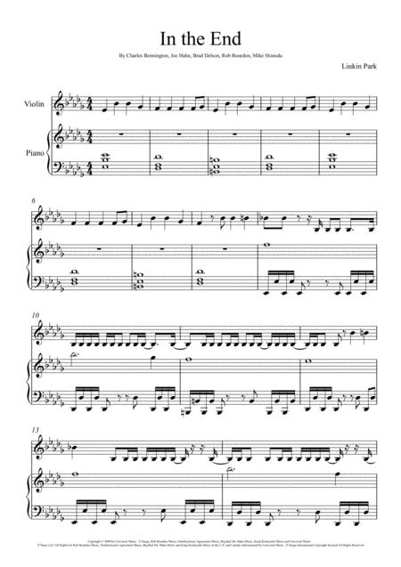 Linkin Park In The End Violin Solo Sheet Music