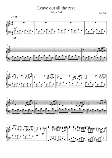 Linkin Park Leave Out All The Rest Sheet Music