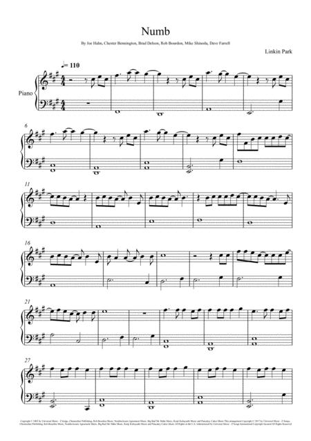 Linkin Park Numb Piano Solo Sheet Music