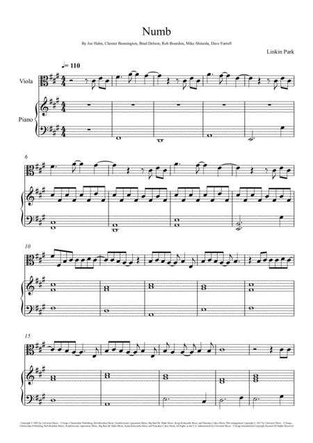 Linkin Park Numb Viola Solo Sheet Music