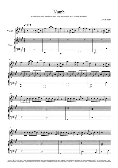 Free Sheet Music Linkin Park Numb Violin Solo