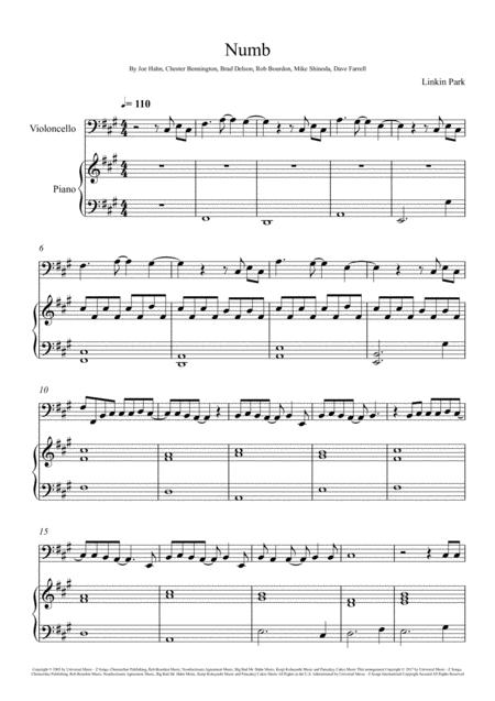 Free Sheet Music Linkin Park Numb Violoncello Solo