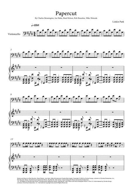 Free Sheet Music Linkin Park Papercut Piano And Violoncello Solo