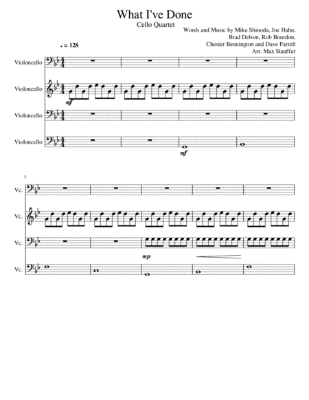 Linkin Park What I Ve Done Cello Quartet Sheet Music