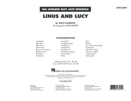 Free Sheet Music Linus And Lucy Arr John Berry Conductor Score Full Score