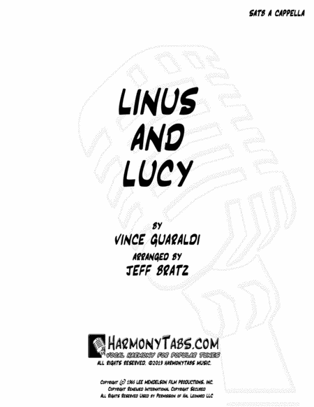 Free Sheet Music Linus And Lucy Satb A Cappella