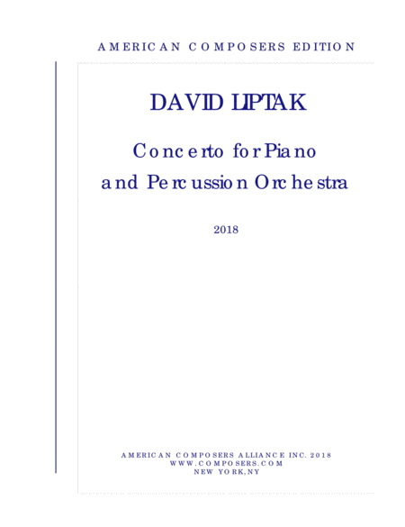 Liptak Concerto For Piano And Percussion Orchestra Sheet Music