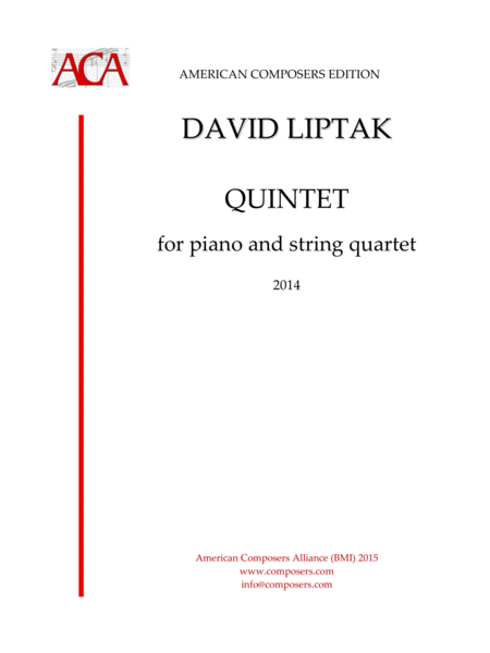 Liptak Quintet For Piano And String Quartet Sheet Music