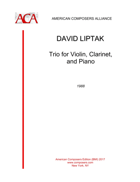 Liptak Trio For Clarinet Violin And Piano Sheet Music