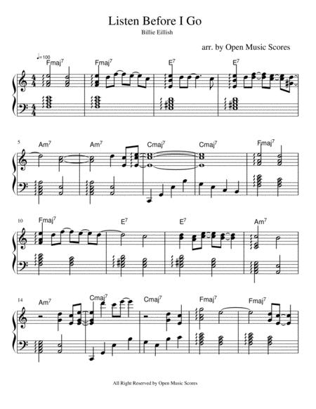 Free Sheet Music Listen Before I Go